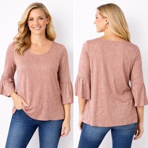Kate & Mallory Mauve Bell Sleeve Blouse